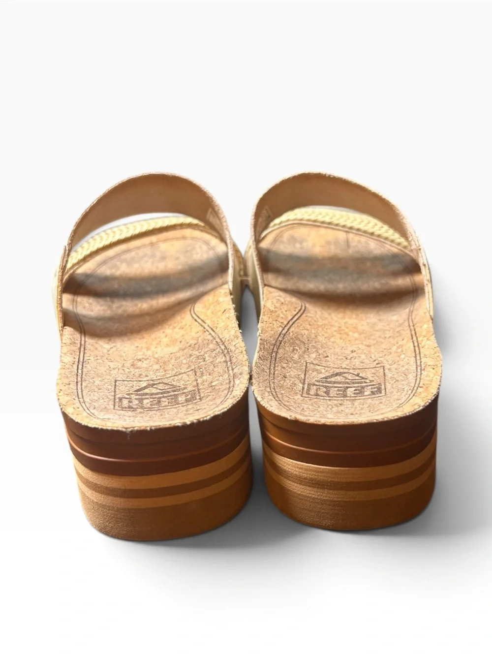 Reef Cushion Vista Hi Braided Platform Slides Vintage White Size 6/36